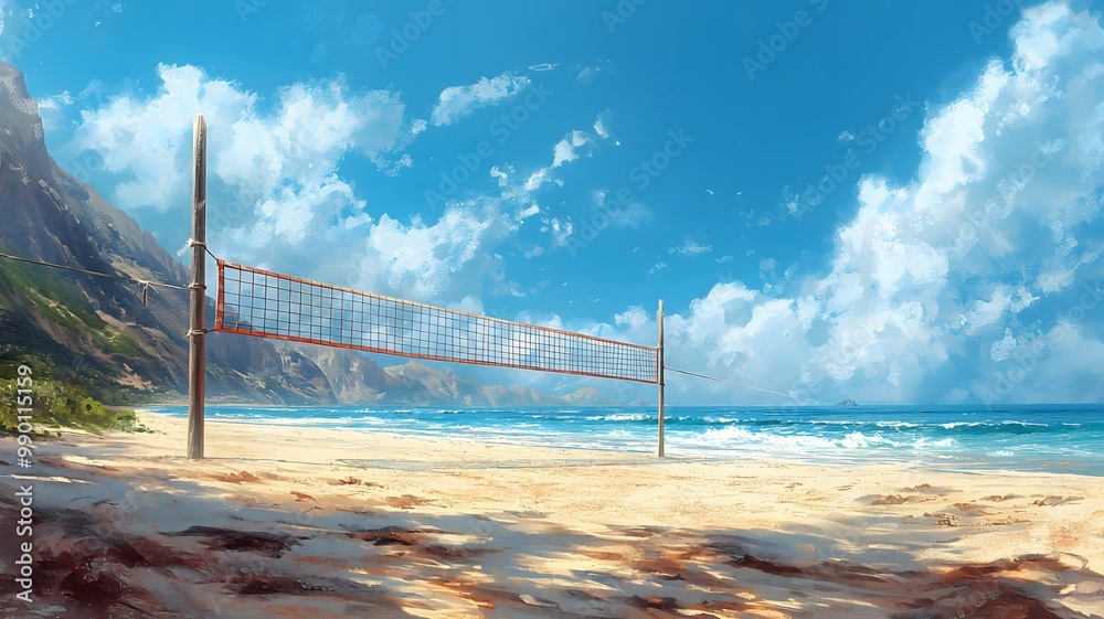 Volleyball Court on the Beach On a Sunny Summer Day Volleyball Court on the Beach On a Sunny Summer Day