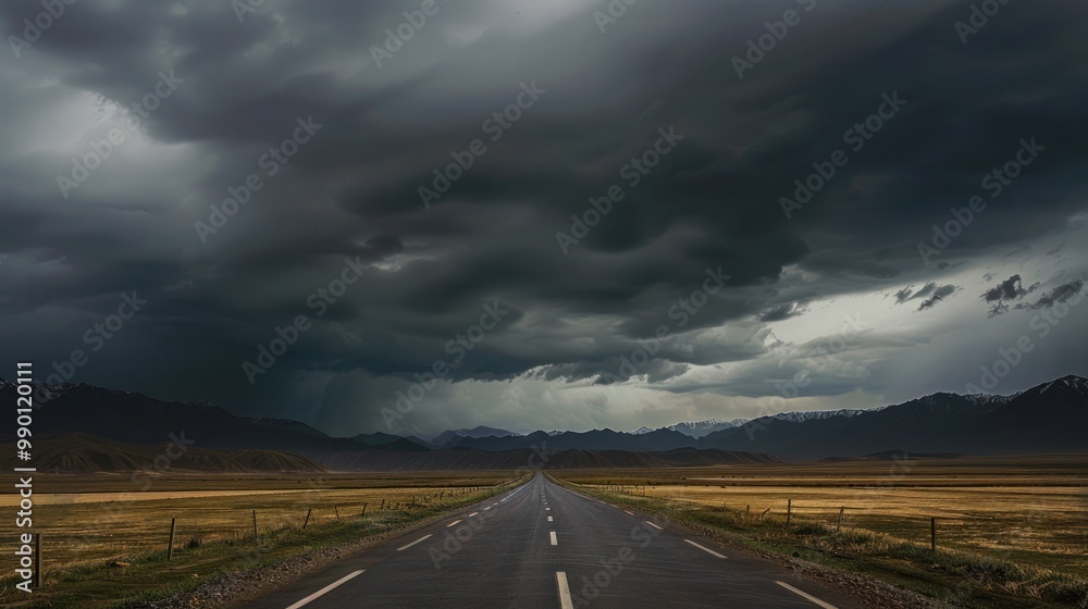 Stormy Road Through Mountain Pass Stormy Road Through Mountain Pass