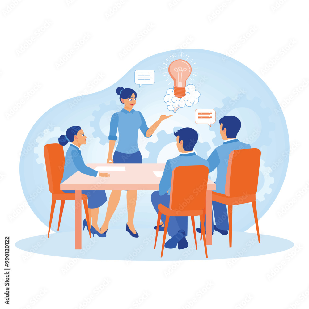 Focus groups. Business team discussing and finding new ideas. Business analysis instruments concept. Flat vector illustration. Focus groups. Business team discussing and finding new ideas. Business analysis instruments concept. Flat vector illustration.