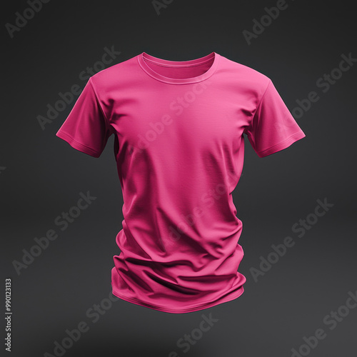 T- shirt mockup on dark grey background, Mock up for design and print, Front Pink T-shirt Mockup