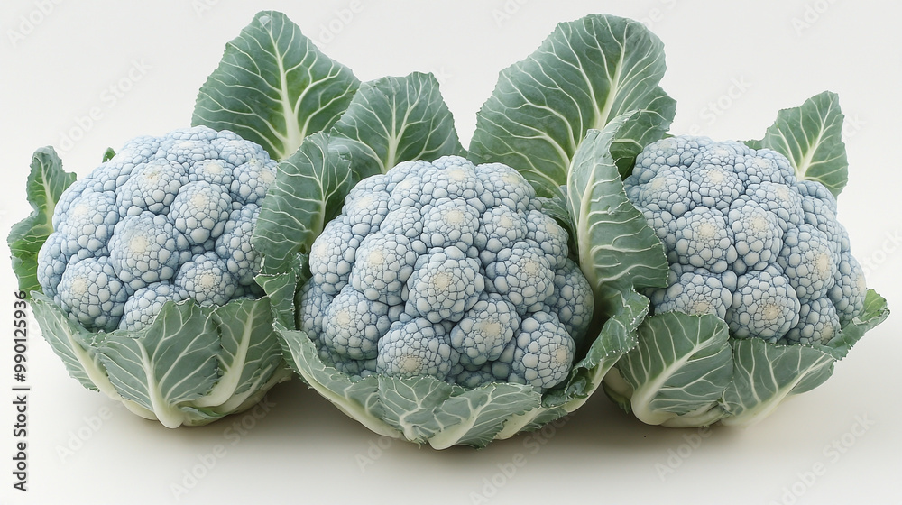 Fototapeta premium Fresh and vibrant broccoli heads with lush green leaves, perfect for healthy meals and culinary use.