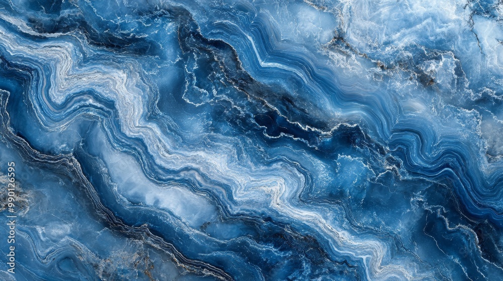 Obraz premium Blue Marble Abstract Design Countertop. Stone Texture and Painted Pattern Background