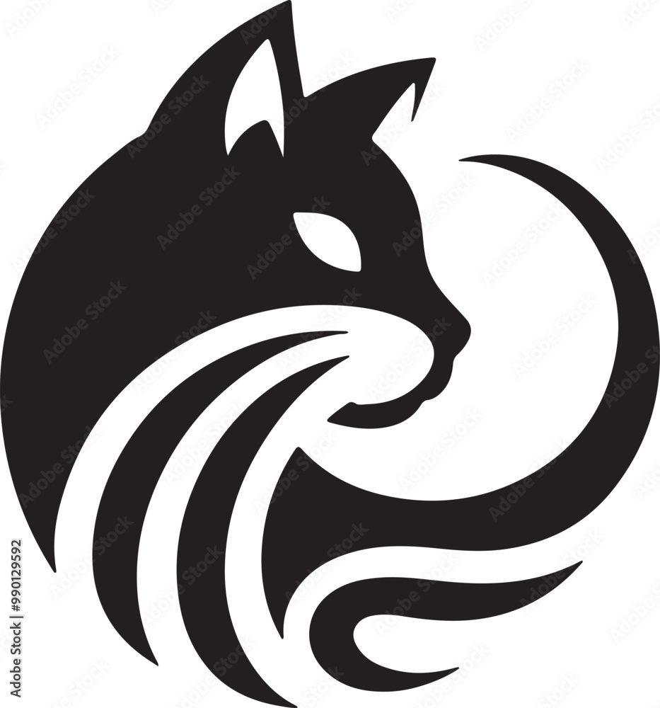 Cat's Icon or Logo silhouette Vector Image with white background Cat's Icon or Logo silhouette Vector Image with white background