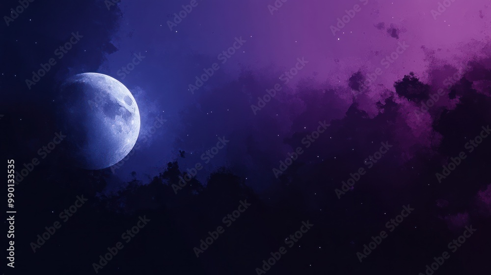 Mystical Moonlit Night with Stars and Clouds – Atmospheric Dark Sky Art Mystical Moonlit Night with Stars and Clouds – Atmospheric Dark Sky Art