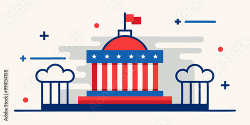 Abstract minimalist patriotic monument design for constitution day celebration