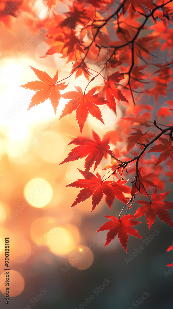 Autumn maple leaves under the sunlight Autumn maple leaves under the sunlight