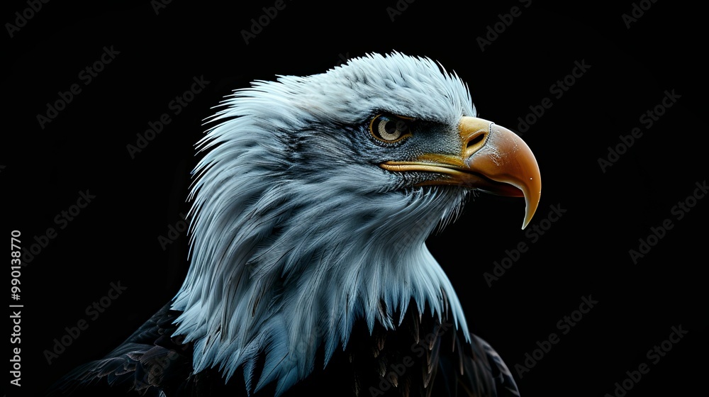 A Close-Up Portrait of an American Bald Eagle with a Sharp Gaze A Close-Up Portrait of an American Bald Eagle with a Sharp Gaze