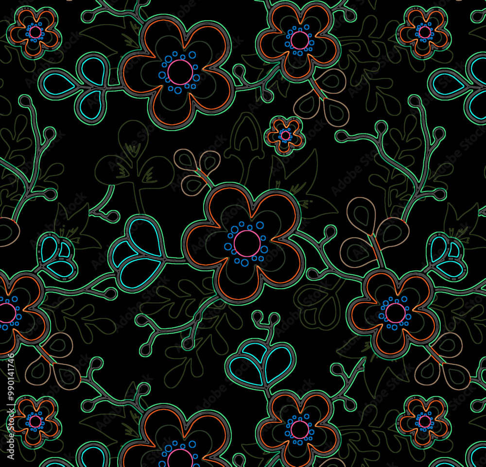 Obraz premium Ornate floral seamless texture, endless pattern with flowers. Seamless pattern can be used for wallpaper, pattern fills, web page background, surface textures.