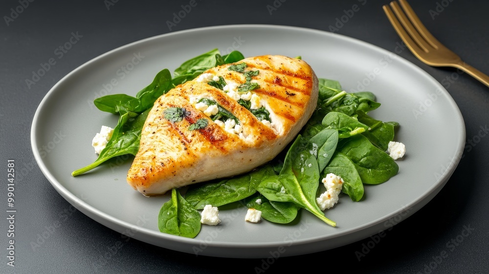 Grilled Spinach and Feta Stuffed Chicken Breast, a healthy and flavorful dish, perfect for a quick and easy meal. The chicken breast is stuffed with a savory blend of spinach and feta cheese, then gr Grilled Spinach and Feta Stuffed Chicken Breast, a healthy and flavorful dish, perfect for a quick and easy meal. The chicken breast is stuffed with a savory blend of spinach and feta cheese, then gr