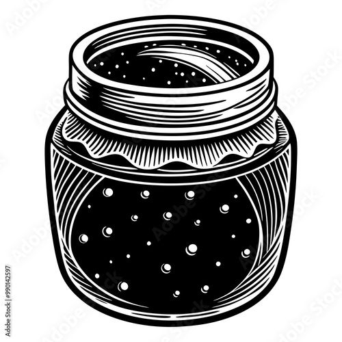 glass jar with caviar