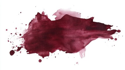 Rich burgundy watercolor splatter on a textured white background showcasing artistic flair and creativity