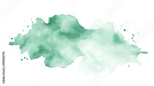 Soft green watercolor splash on a white background, ideal for artistic backgrounds, designs, and creative projects