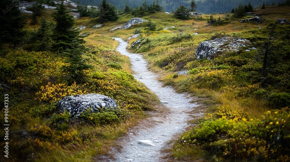 Winding Path Through a Lush Green Forest Landscape Winding Path Through a Lush Green Forest Landscape