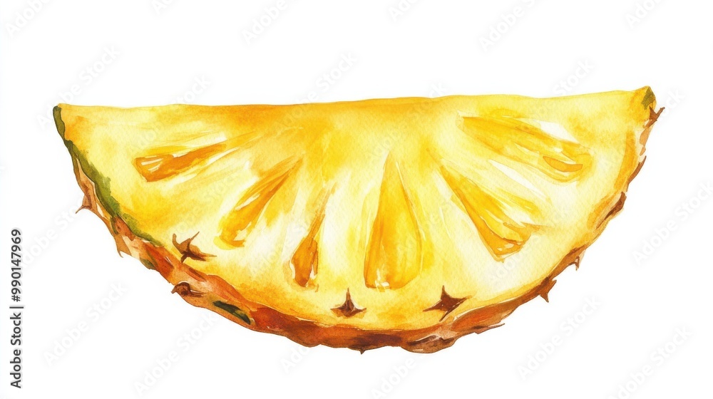 Fresh pineapple slice showcasing vibrant yellow color and natural texture against a clean background Fresh pineapple slice showcasing vibrant yellow color and natural texture against a clean background