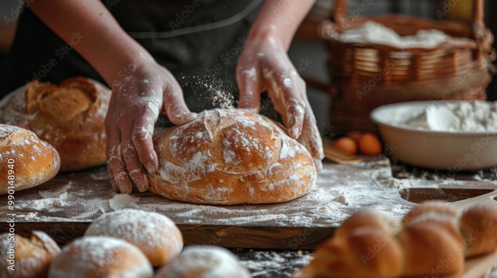 Making bread culinary dark background front view generated by ai Making bread culinary dark background front view generated by ai