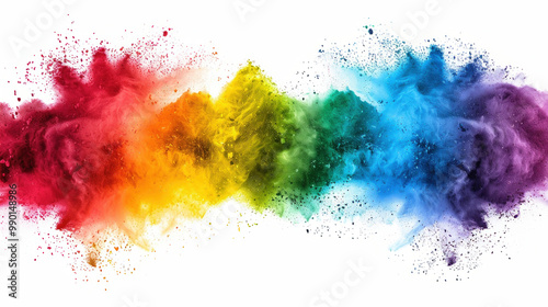 Color powder splash rainbow texture isolated white background paint holi smoke colour abstract. Powder color splash explosion dust ink burst splatter