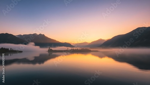 Serene Mountain Lake at Sunrise