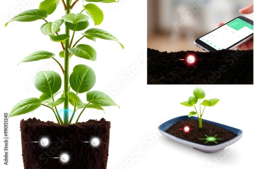 An innovative device that automates plant watering through smartphone controls. photo