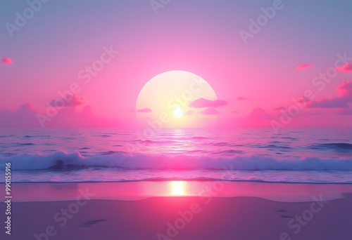 Wallpaper Mural Pink Sunset on the Ocean Torontodigital.ca