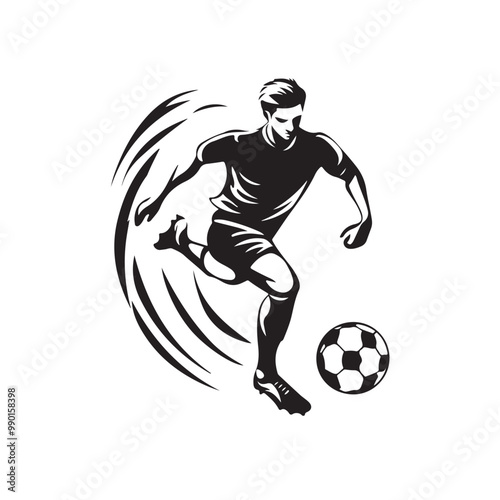 Soccer and Football Player logo design. Foot ball logo vector icon design Stock Vector Image.