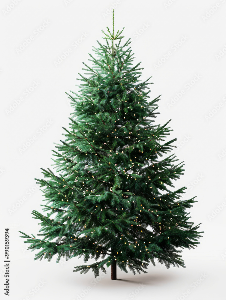 Fototapeta premium Christmas Tree with Lights Isolated on White Background