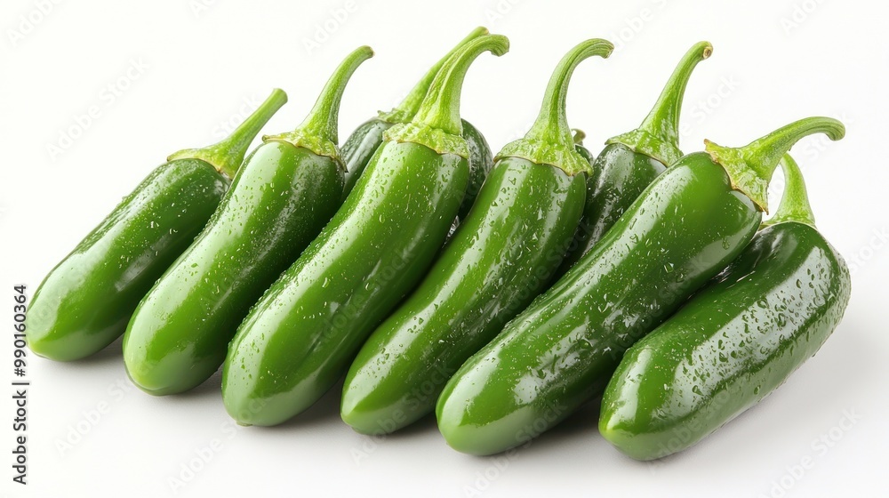 Green Jalapeno Peppers on White Background Green Jalapeno Peppers on White Background