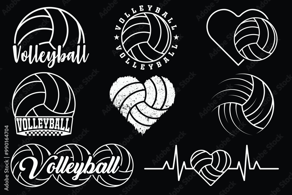 Volleyball Typography Bundle, Volleyball Vector, vector, Volleyball Lineart, Volleyball silhouette, heart design, love of Volleyball, romance, hobby illustration Volleyball Typography Bundle, Volleyball Vector, vector, Volleyball Lineart, Volleyball silhouette, heart design, love of Volleyball, romance, hobby illustration
