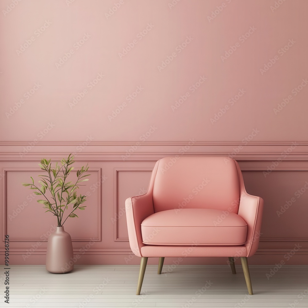 A stylish room interior using Peach Fuzz accents on walls, furniture, and decor, creating a warm and contemporary space A stylish room interior using Peach Fuzz accents on walls, furniture, and decor, creating a warm and contemporary space
