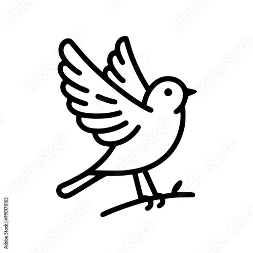 Flailing bird line art Victor illustration 