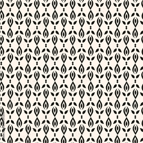 Wallpaper Mural Simple minimalist floral pattern. Minimal seamless texture with small flower shapes. Abstract black and white geometric background. For print, package Torontodigital.ca