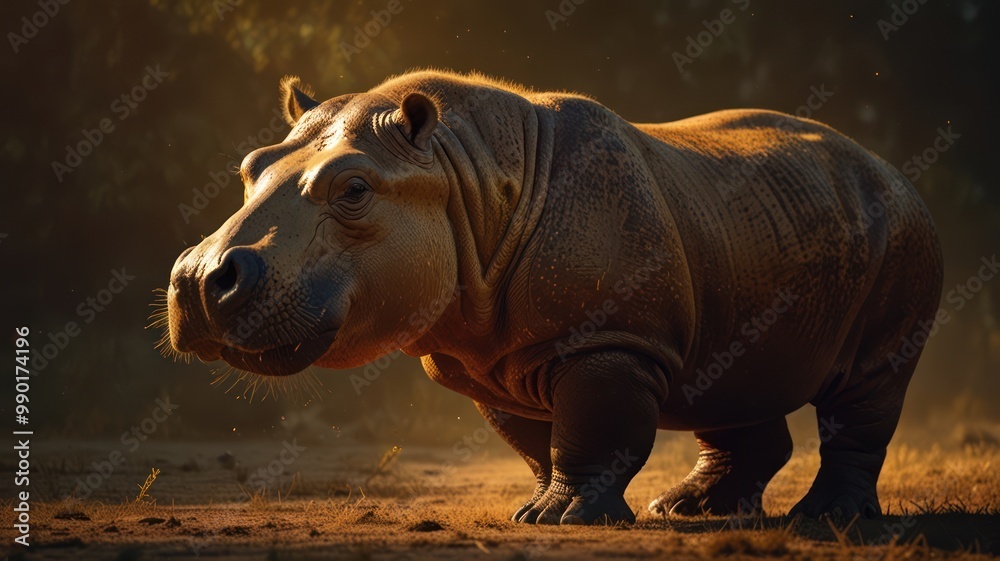 Fototapeta premium Hippopotamus in Golden Light