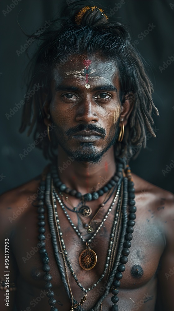 Portrait of a Hindu Man with Sacred Jewelry and Tilak Portrait of a Hindu Man with Sacred Jewelry and Tilak