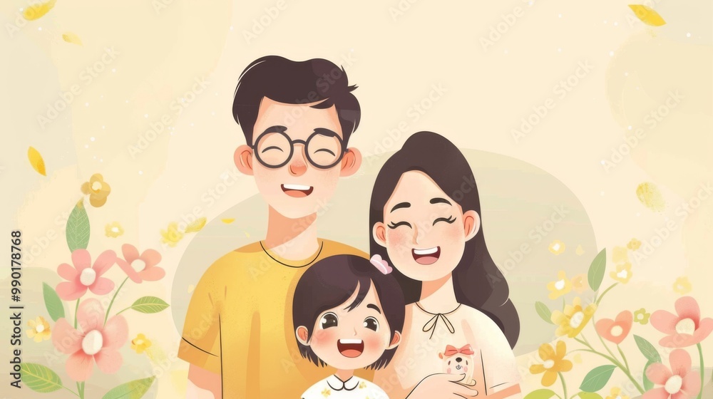 Happy family background illustration generated by ai Happy family background illustration generated by ai
