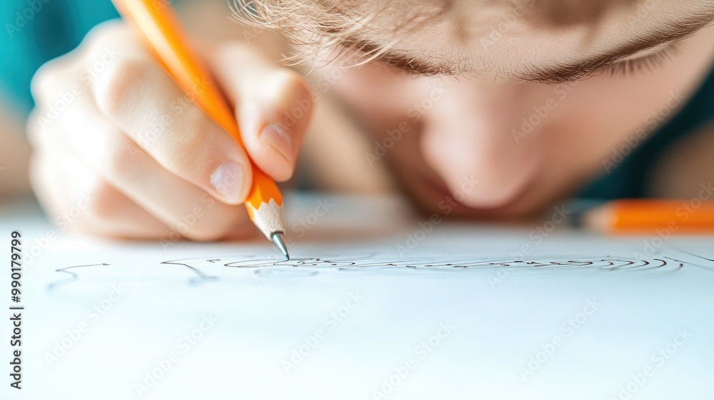 A student meticulously sketching a curve on a graph, illustrating the process of understanding mathematical functions. A student meticulously sketching a curve on a graph, illustrating the process of understanding mathematical functions.