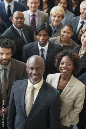 Group of multiethnic business people standing, Generative AI