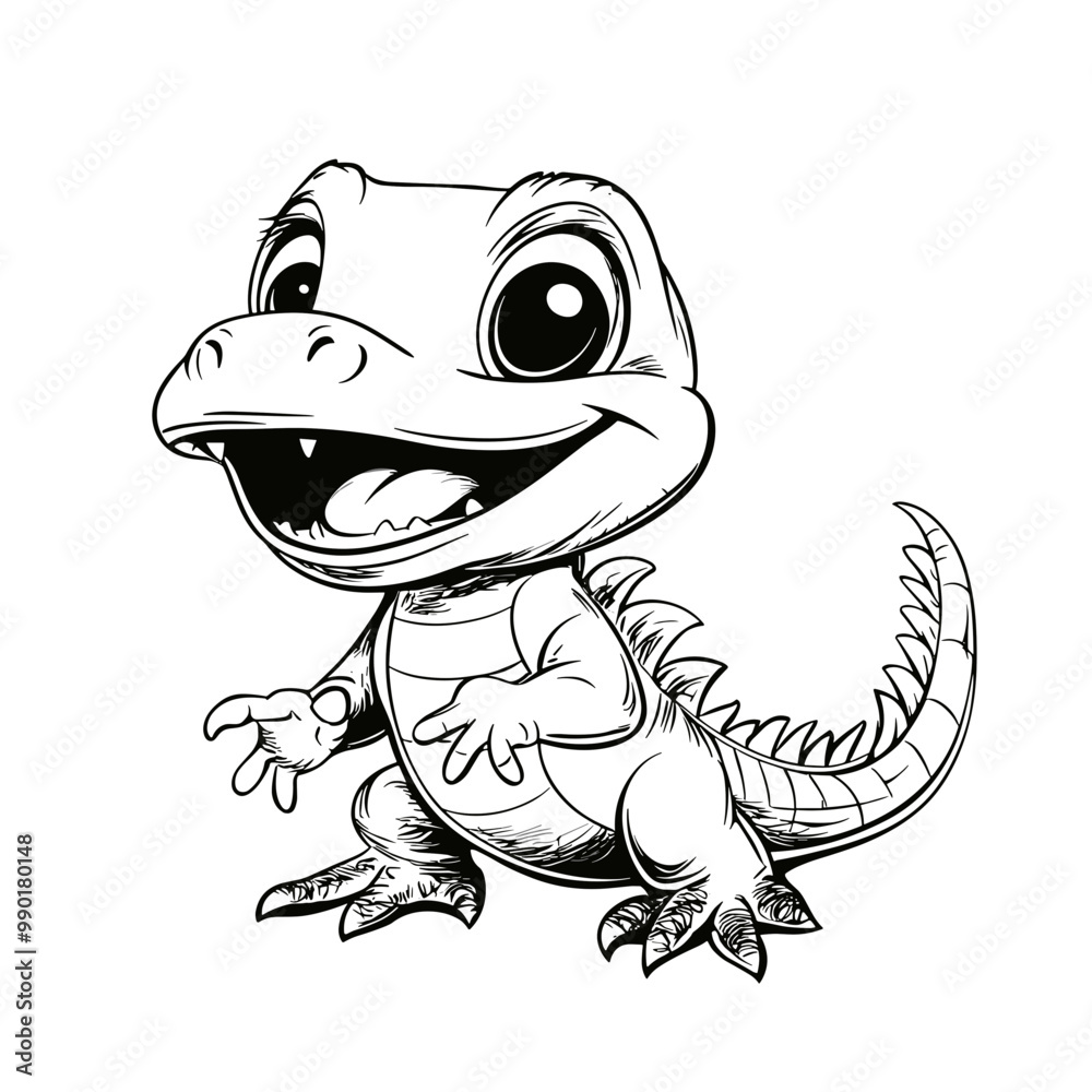 Fototapeta premium Baby Trex Dinosaur Animal For Coloring Book Or Coloring Page For Kids Vector Illustration