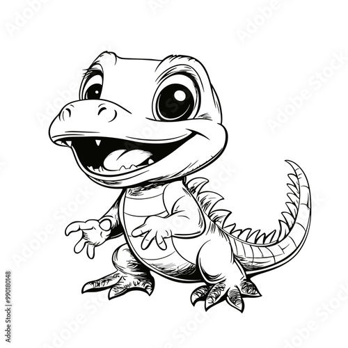 Baby Trex Dinosaur Animal For Coloring Book Or Coloring Page For Kids Vector Illustration