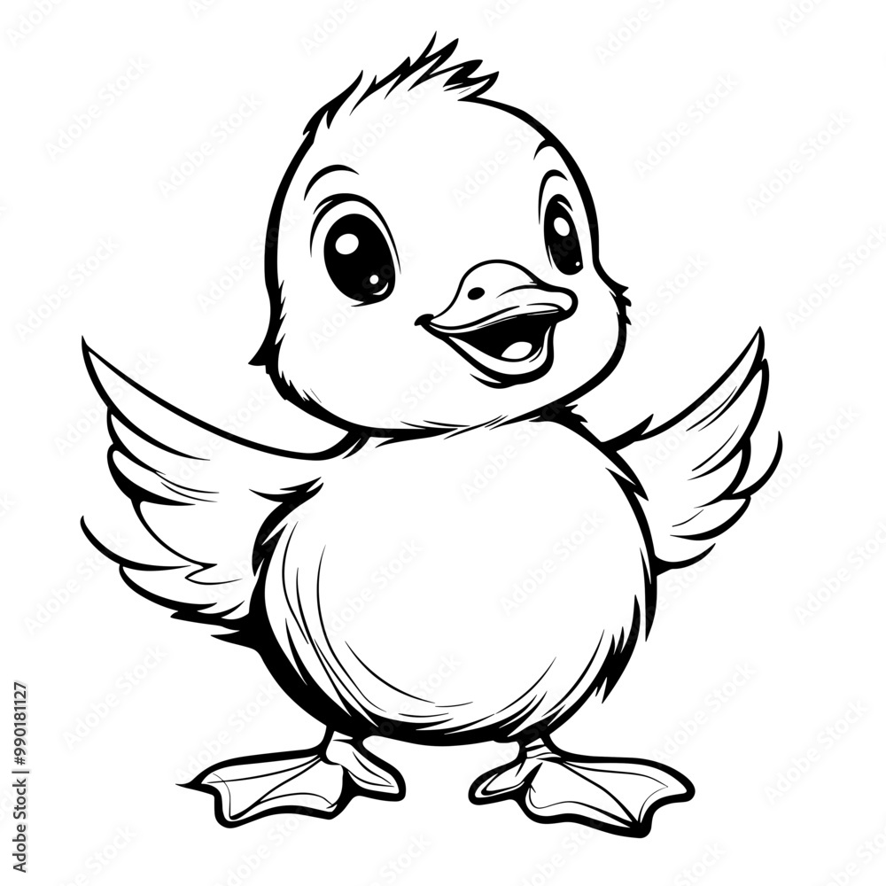 Fototapeta premium Duck Coloring Page To Printable For Children Colouring Book, vector