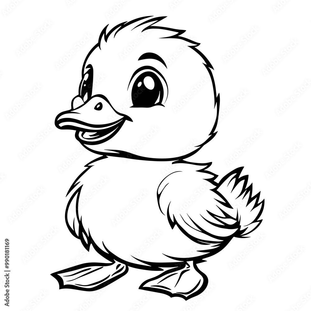 Duck coloring page to printable for children colouring book vector