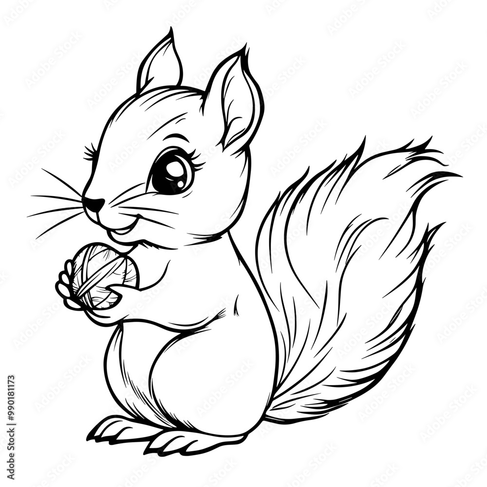 Obraz premium Cute squirrel cartoon coloring pages for kids