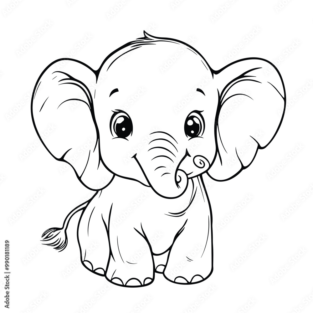 Fototapeta premium Elephant, colouring book for kids, vector illustration