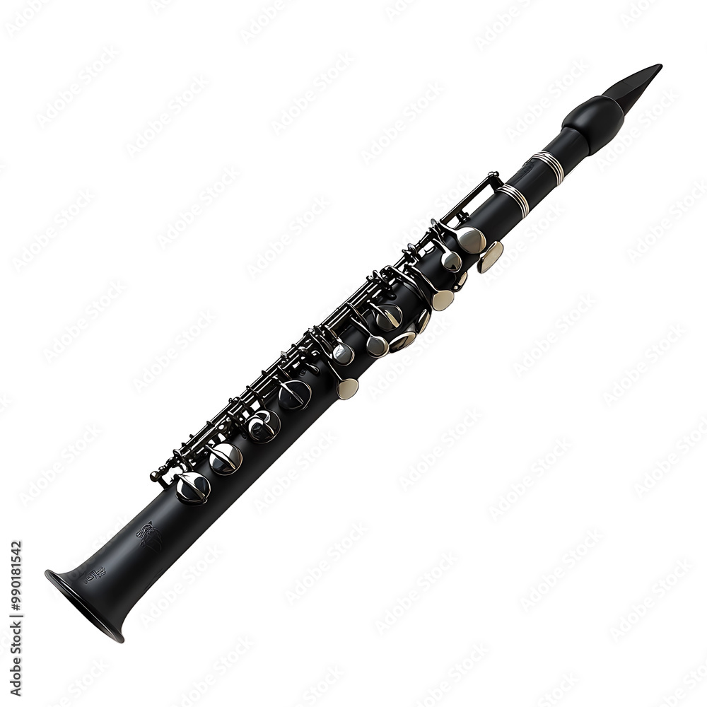 Naklejka premium A Black Clarinet isolated on transparent background