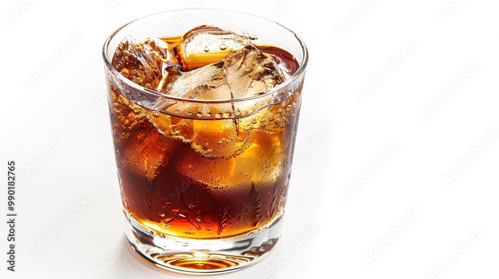 A refreshing drink placed on a pure white background. The drink has an enticing color and an appealing shape. There might be condensation on the glass, adding a touch of freshness. The white backgrou A refreshing drink placed on a pure white background. The drink has an enticing color and an appealing shape. There might be condensation on the glass, adding a touch of freshness. The white backgrou