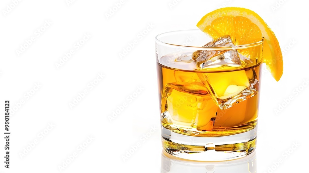 A refreshing drink placed on a pure white background. The drink has an enticing color and an appealing shape. There might be condensation on the glass, adding a touch of freshness. The white backgrou A refreshing drink placed on a pure white background. The drink has an enticing color and an appealing shape. There might be condensation on the glass, adding a touch of freshness. The white backgrou