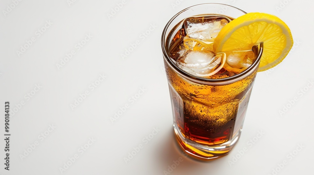 A refreshing drink placed on a pure white background. The drink has an enticing color and an appealing shape. There might be condensation on the glass, adding a touch of freshness. The white backgrou A refreshing drink placed on a pure white background. The drink has an enticing color and an appealing shape. There might be condensation on the glass, adding a touch of freshness. The white backgrou