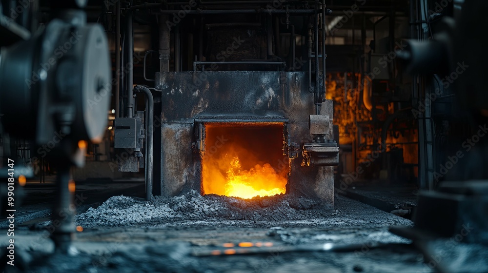 Industrial Furnace with Glowing Molten Metal Industrial Furnace with Glowing Molten Metal