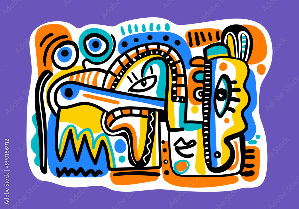 traditional illustration. contemporary, tribal, decoerative cubism abstract. for a symbol of identity traditional illustration. contemporary, tribal, decoerative cubism abstract. for a symbol of identity