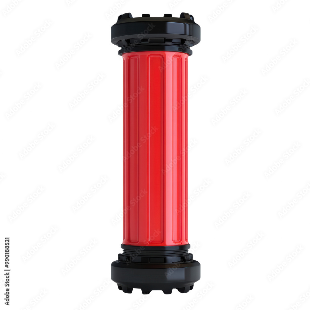 Bright Red Storage Cylinder with Black Accents on transparent Background Bright Red Storage Cylinder with Black Accents on transparent Background