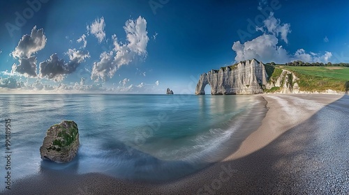 
Panorama in Etretat/France alabaster coast Normandy,Sea, Landscape, Beach / Frankreich, Meer, Küste, Normandie, Landschaft, Beautiful Strand