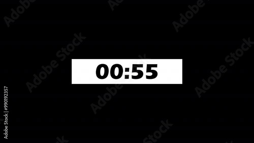 Countdown one minute animation from 60 to 0 seconds, 60 second countdown Animation background, 1 minutes countdown.  photo